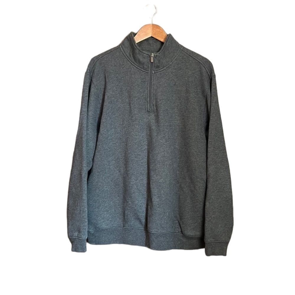 L. L. Bean‎ grey fleece 1/4 zip sweater with pockets